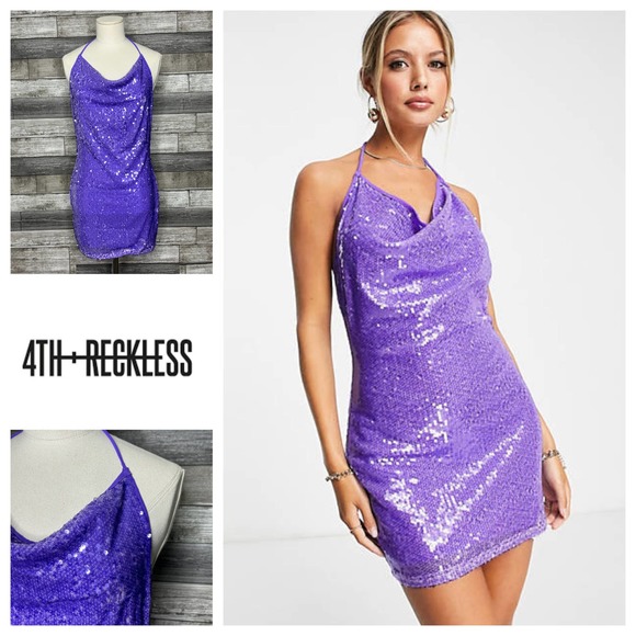 ASOS Dresses & Skirts - ASOS 4th and Reckless Purple Sequin Mini Dress XS NWT